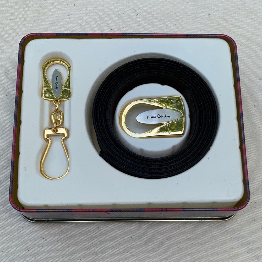 Vintage Pierre Cardin Belt & Keychain Accessory Gift Set